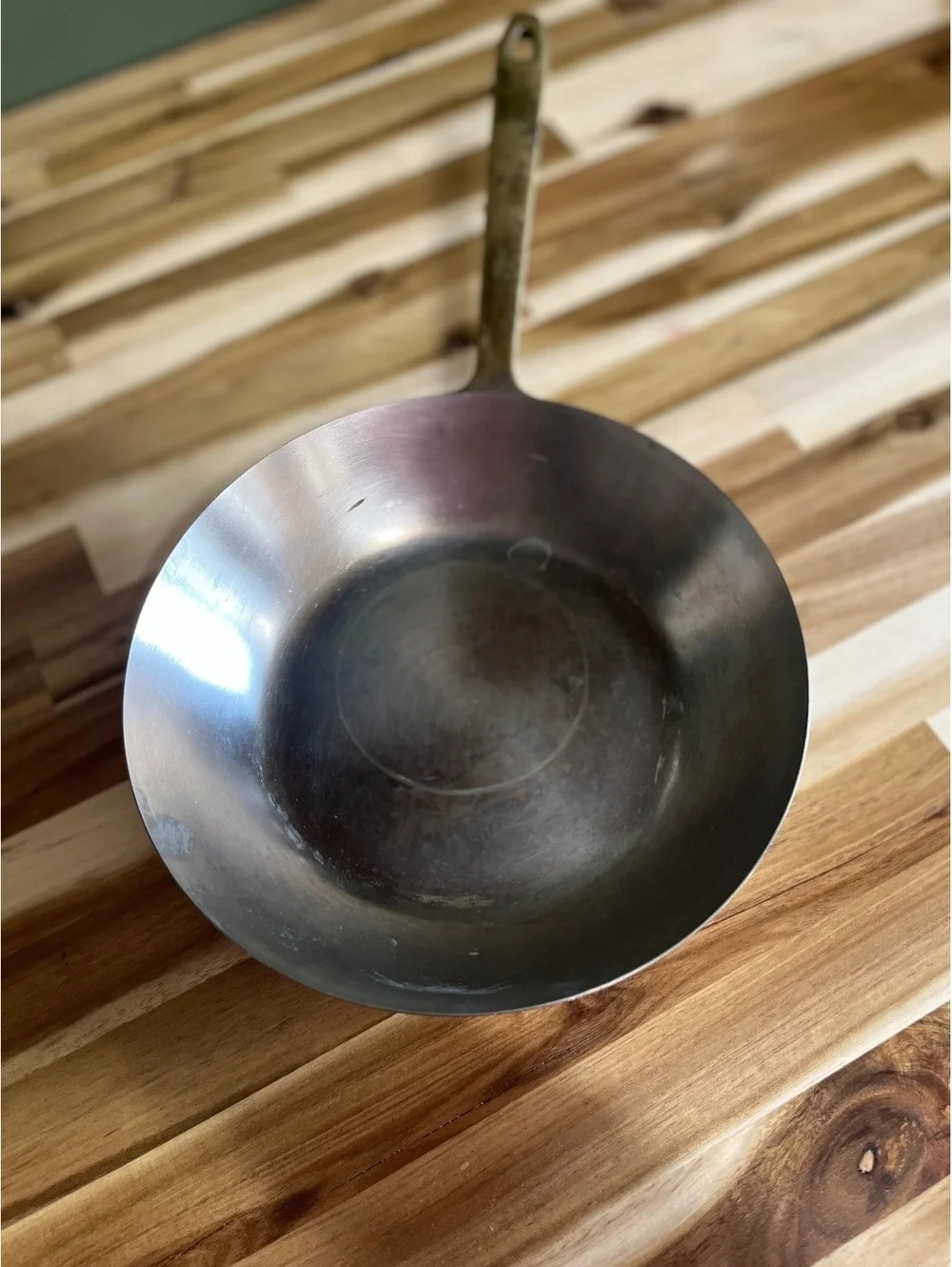 Antique Copper Frying Pan with Brass Handle,